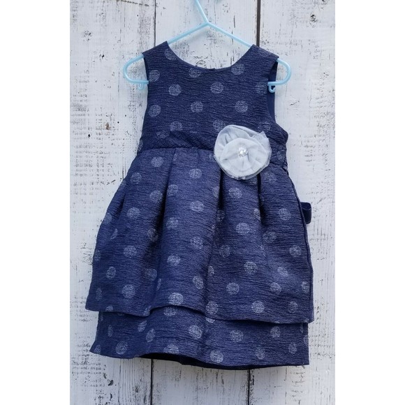 Pippa & Julie Blue Polka Dot Sleeveless Dress Size 5 - Picture 1 of 3